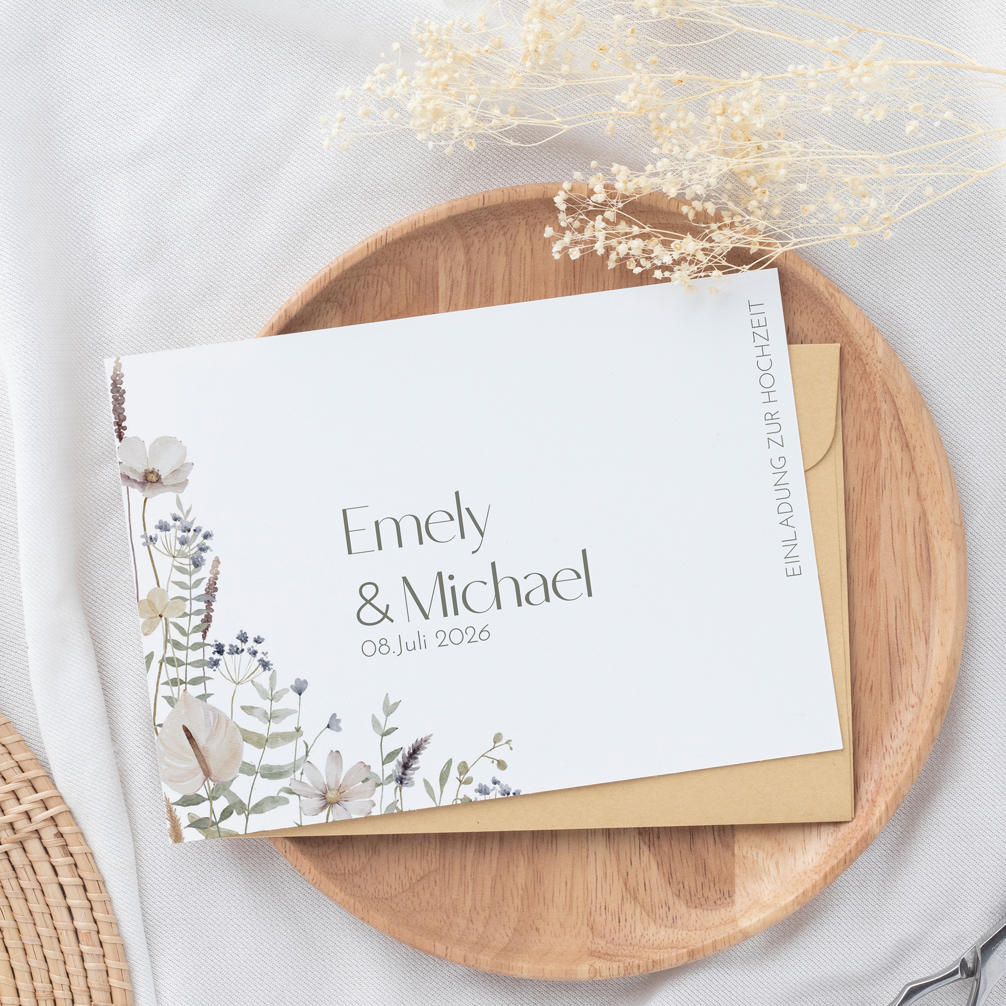 Postkarte DIN A6 im Querformat - Boho "Pastel Bloom"