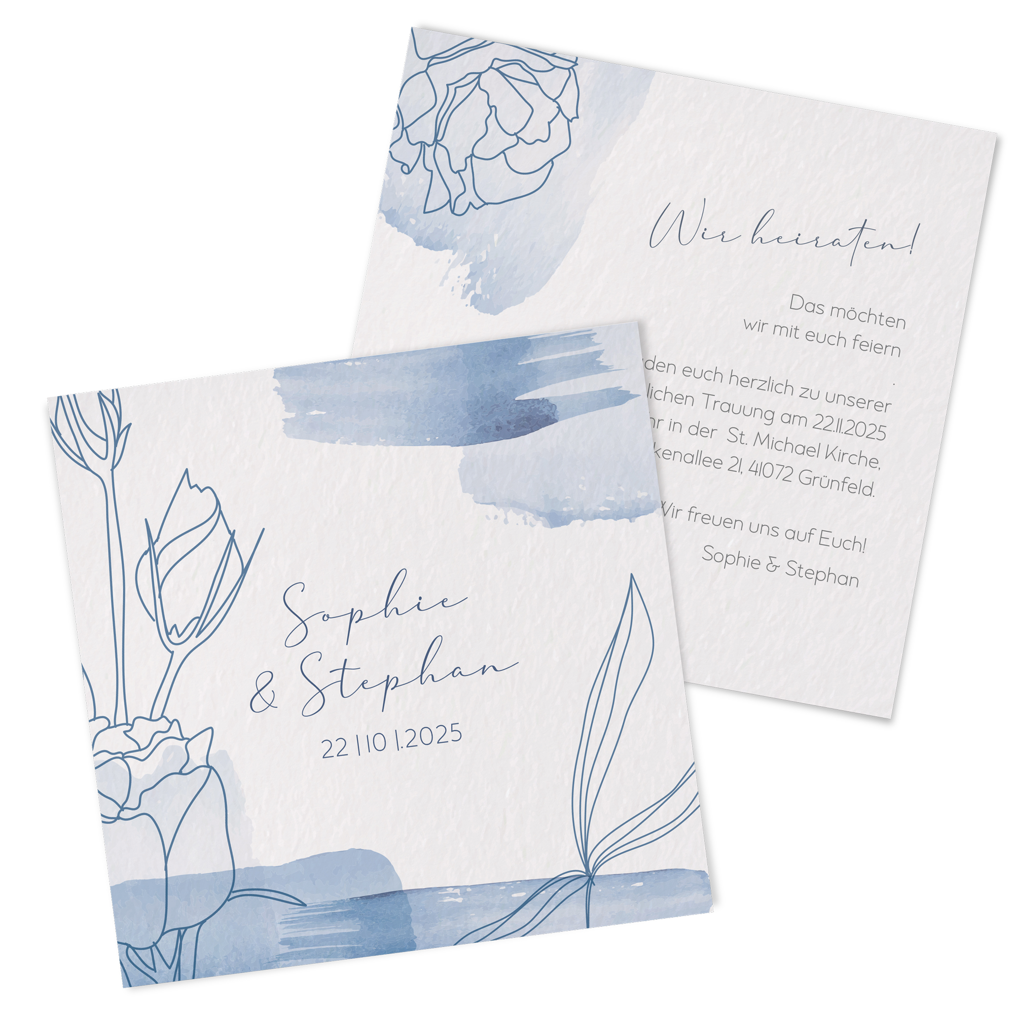 Postkarte Quadrat - Aquarell "midnight petals"