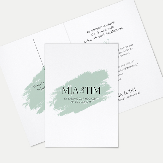 Klappkarte DIN A6 im Hochformat - Minimalistisch "Mint Brush"