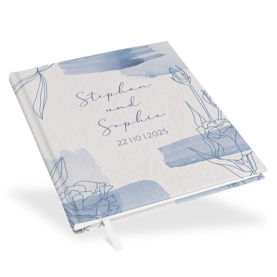 Erinnerungsbuch Hochzeit - Aquarell "midnight petals