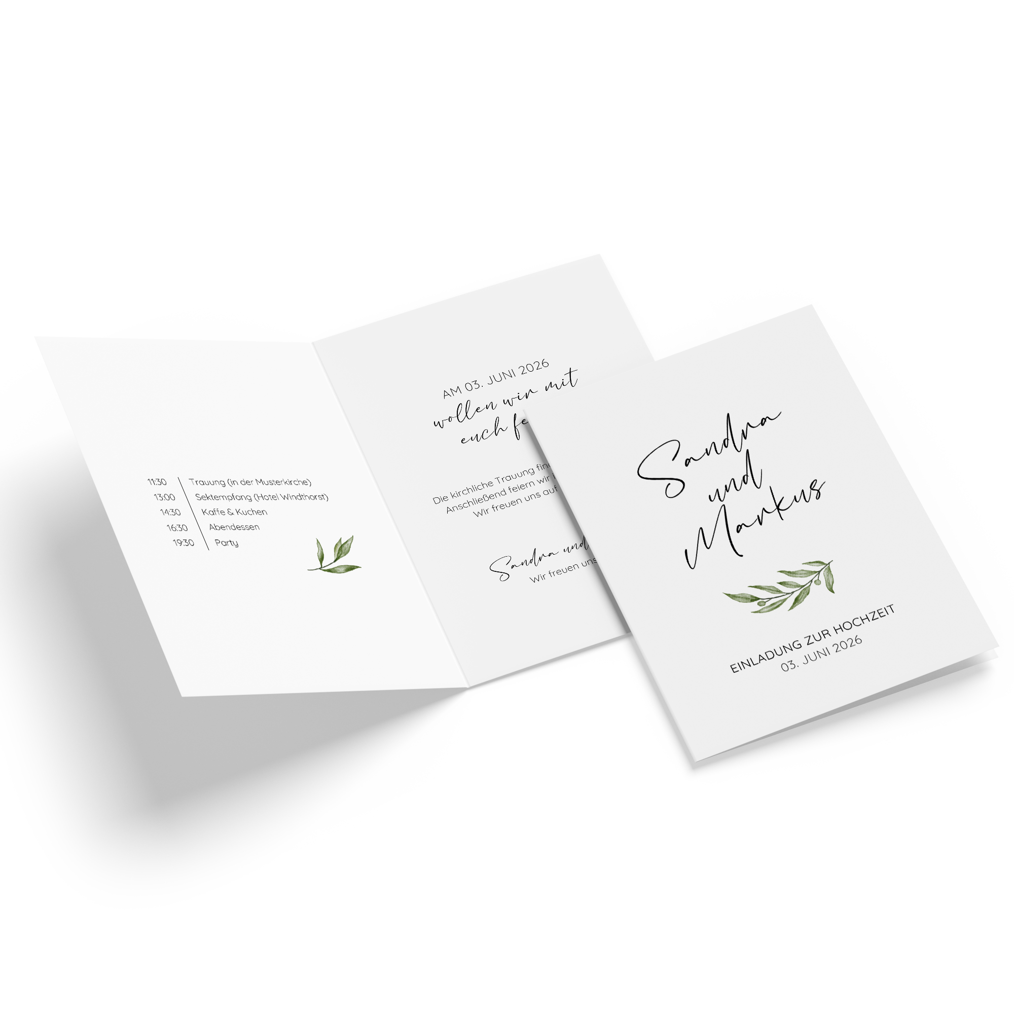 Klappkarte DIN A6 im Hochformat - Minimalistisch "Olivetta"