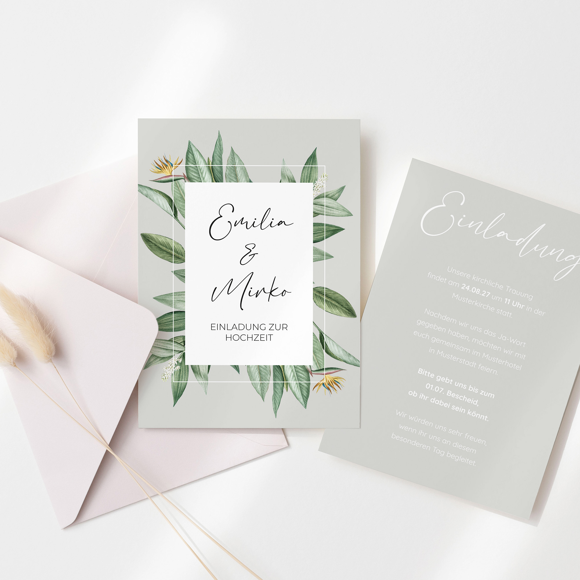 Postkarte DIN A6 im Hochformat - Greenery "Tropical Frame"