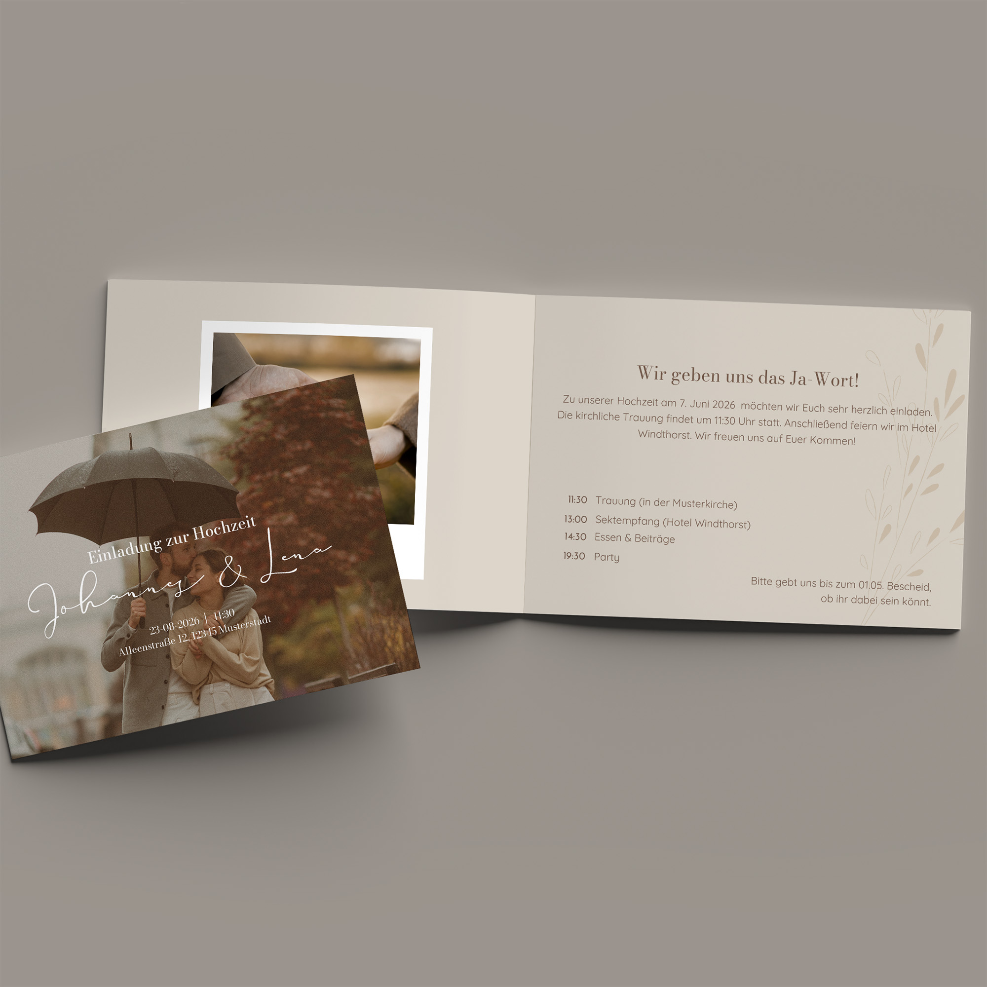 Klappkarte DIN A6 im Querformat - Vintage - "Golden Memories"