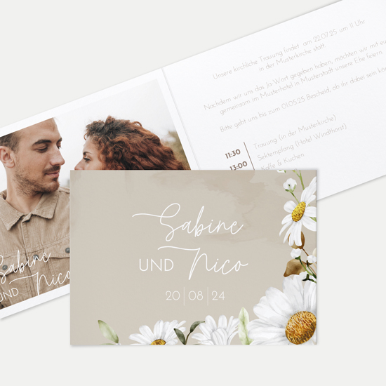 Klappkarte DIN A6 im Querformat - Floral "Daisy Field"