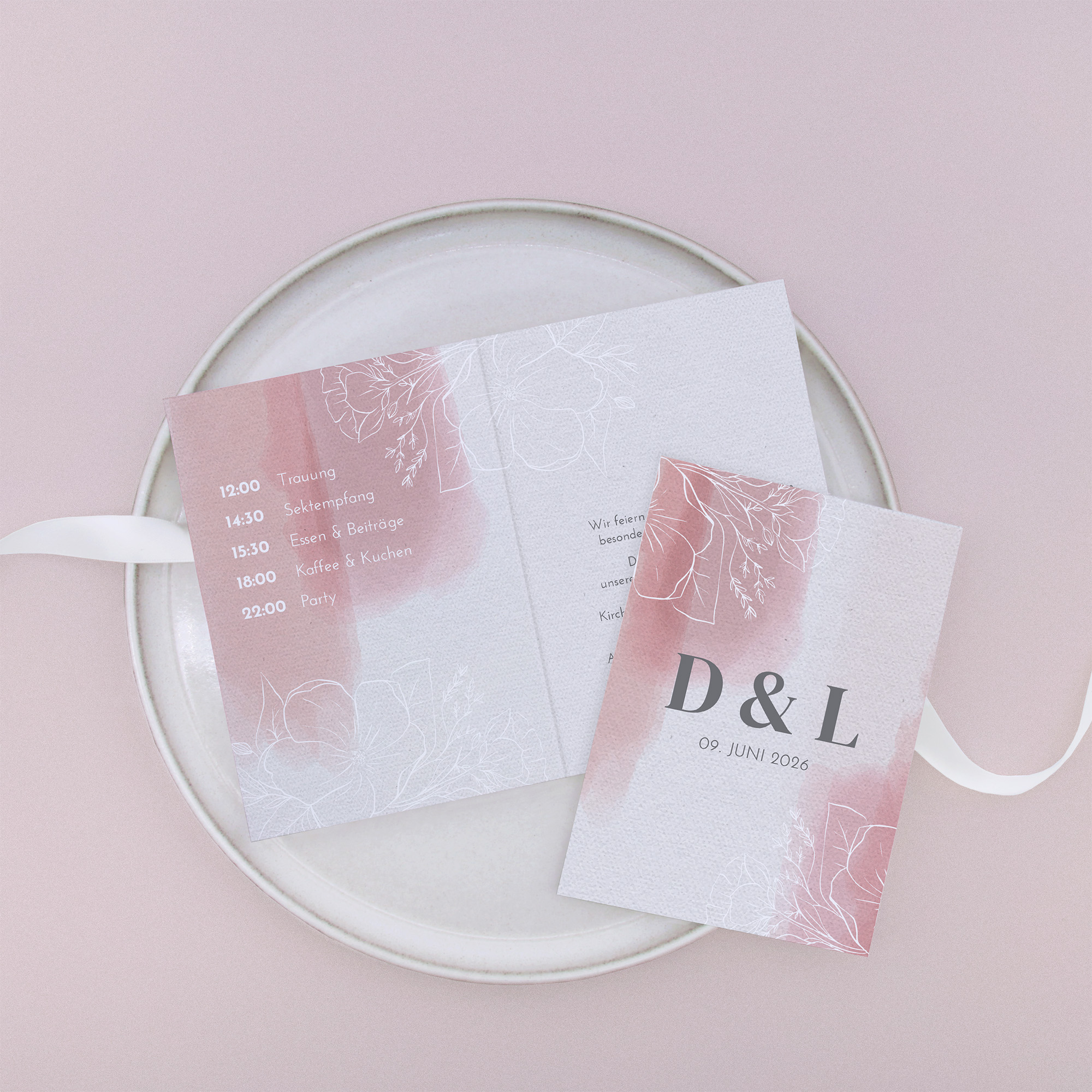 Klappkarte DIN A6 im Hochformat -Aquarell "dusty bloom"