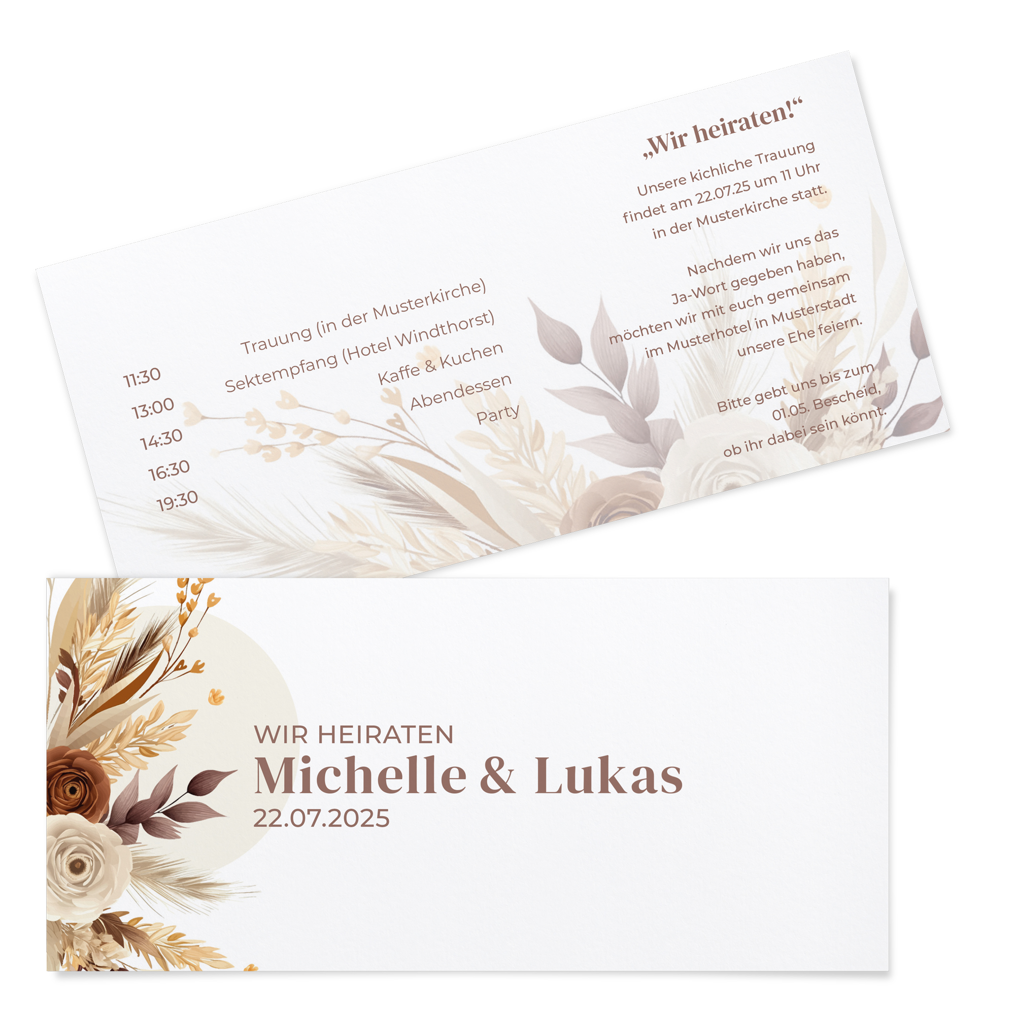 Postkarten DIN lang im Querformat 210 x 98 mm - Boho "Earth Bouquet"