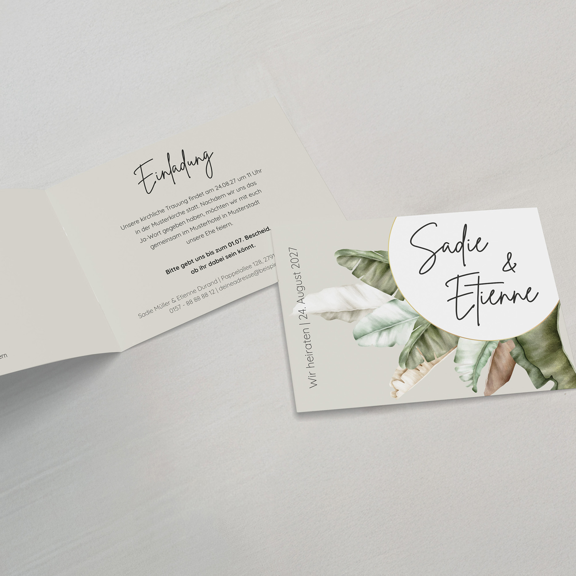 Klappkarte DIN A6 im Querformat - Greenery "Manila 02"