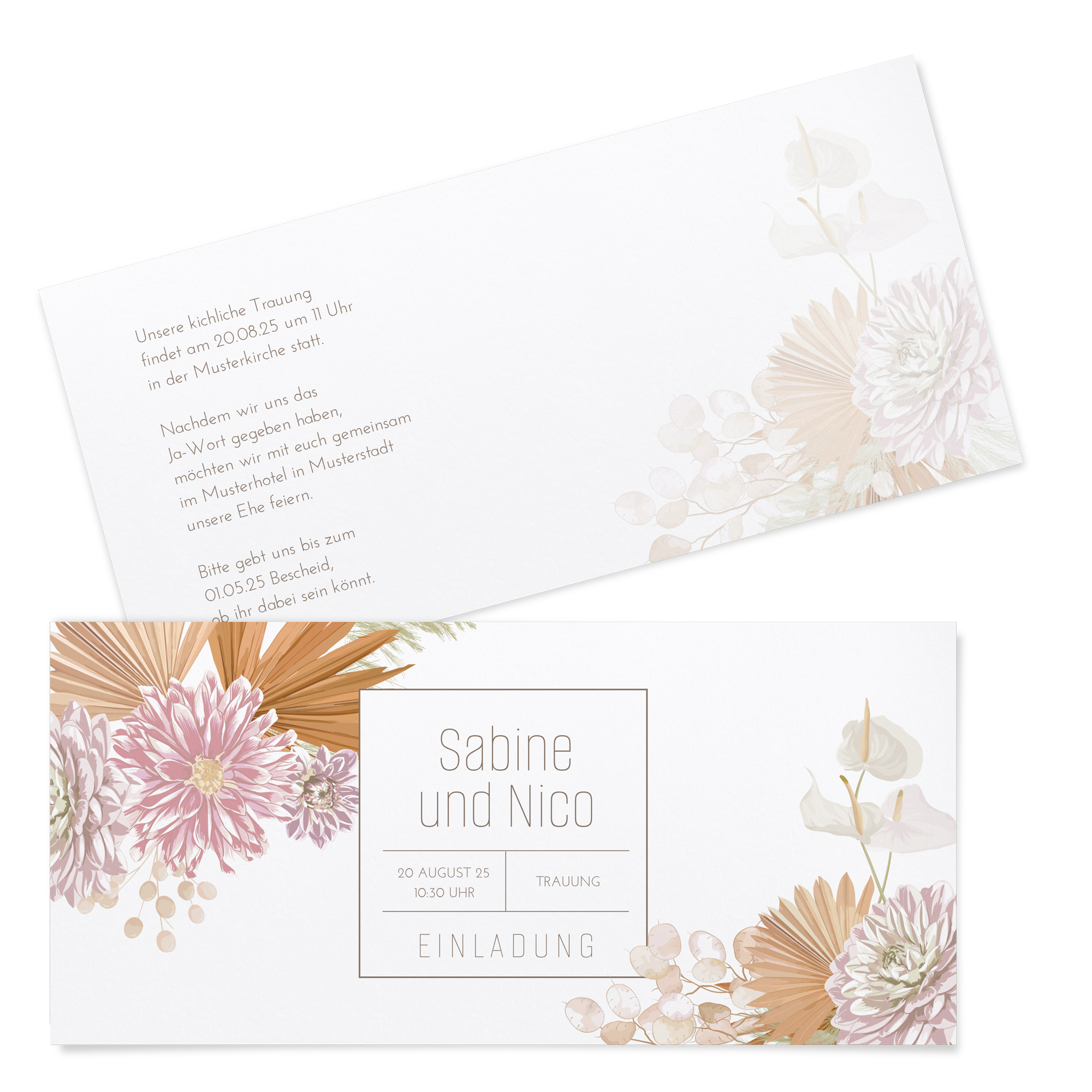 Postkarten DIN lang im Querformat 210 x 98 mm - Floral "Terracotta Blossom"