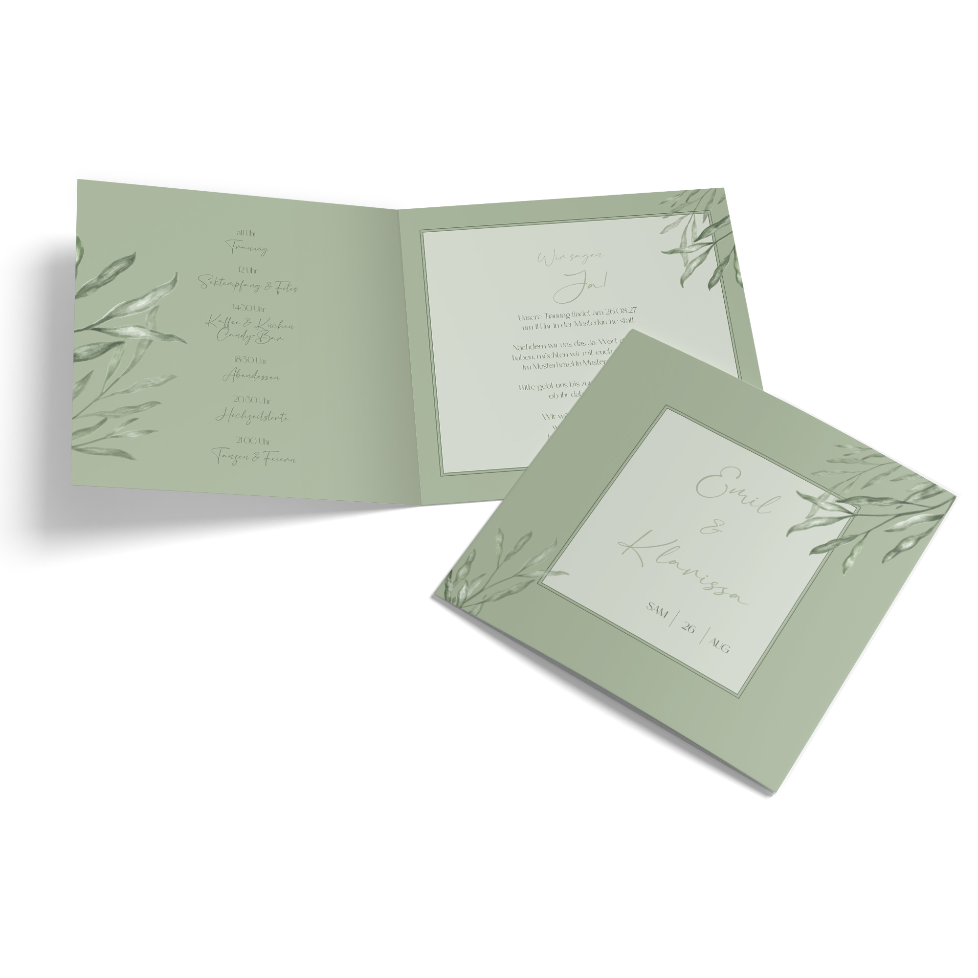 Klappkarte Quadratisch 148 x 148 mm - Greenery "Natural Frame"