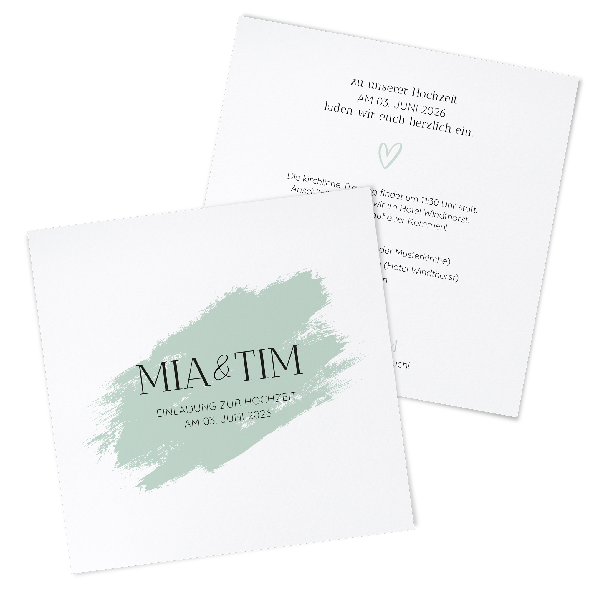 Postkarte Quadrat 148 x 148 mm - Minimalistisch "Mint Brush"