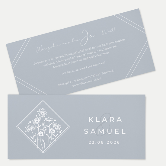 Postkarten DIN lang im Querformat 210 x 98 mm - Vintage "La Fleur Bleue"