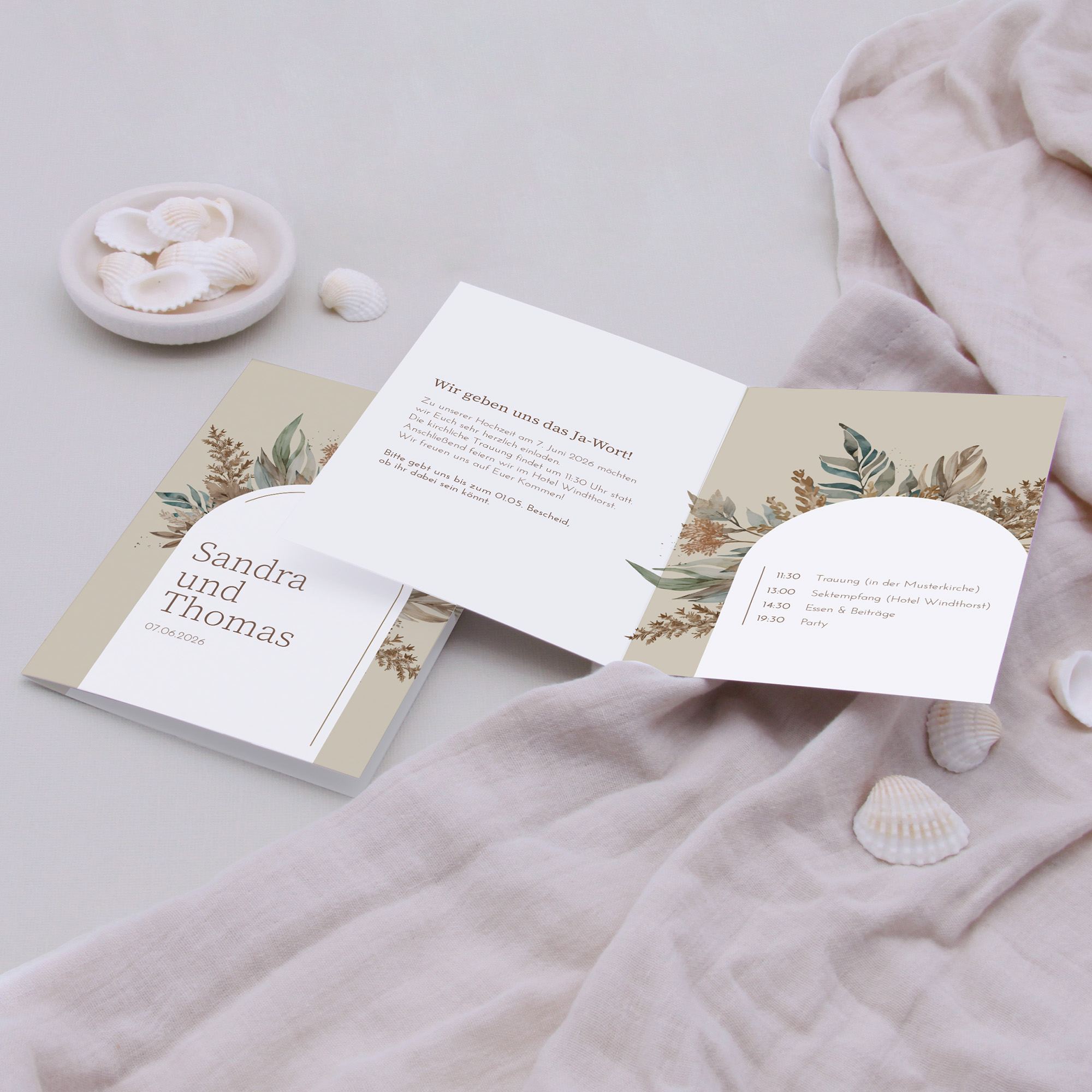 Klappkarte DIN A6 im Hochformat - Boho "Bare Nature"