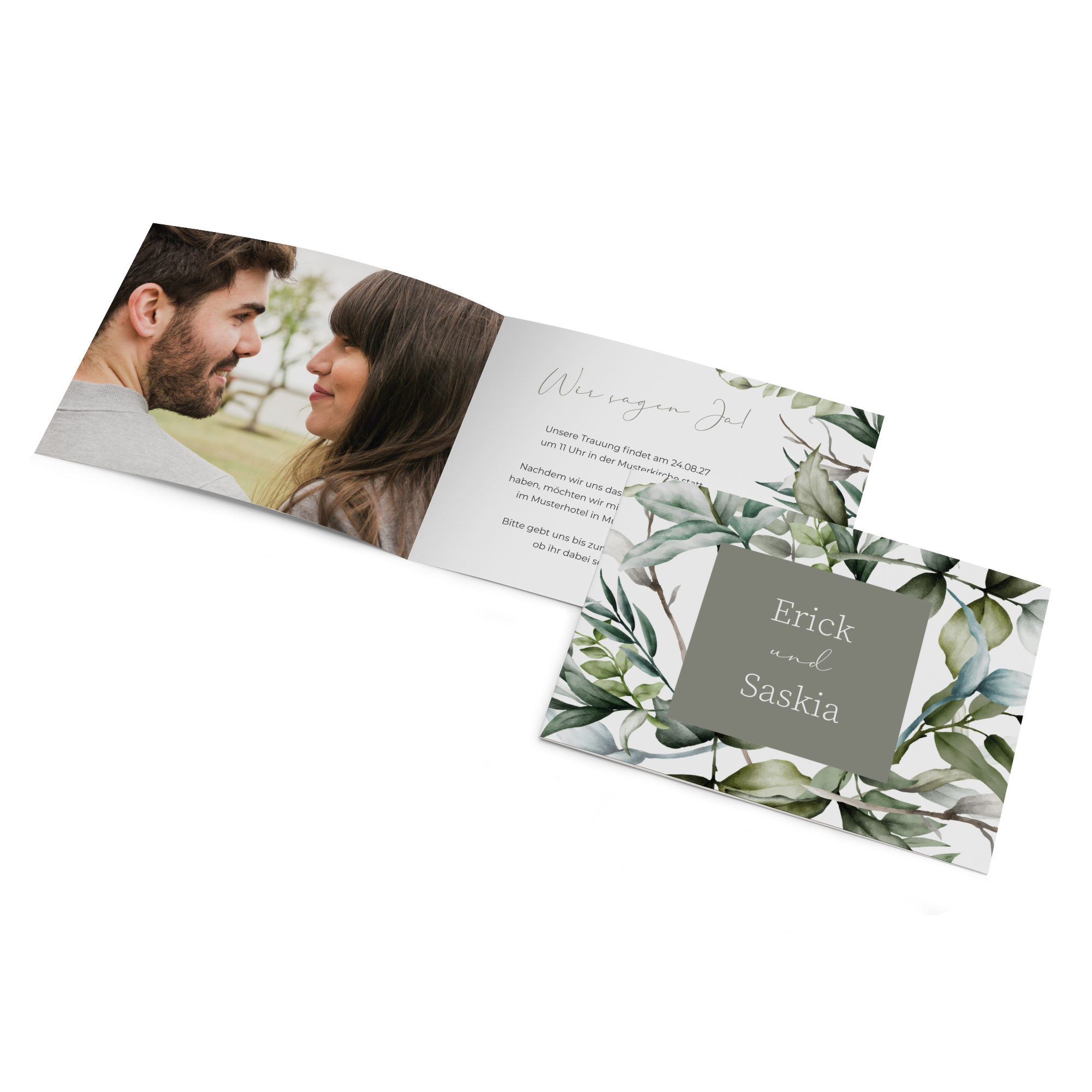 Klappkarte DIN A6 im Querformat - Greenery "Pure Greenery"