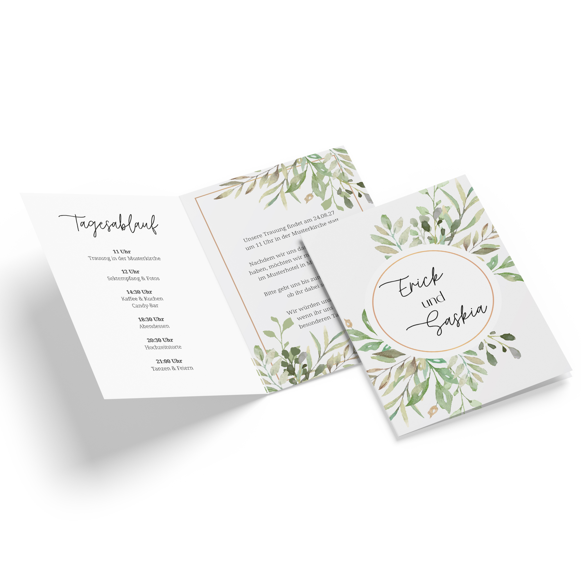 Klappkarte DIN A6 im Hochformat-Greenery "Calm Grove"