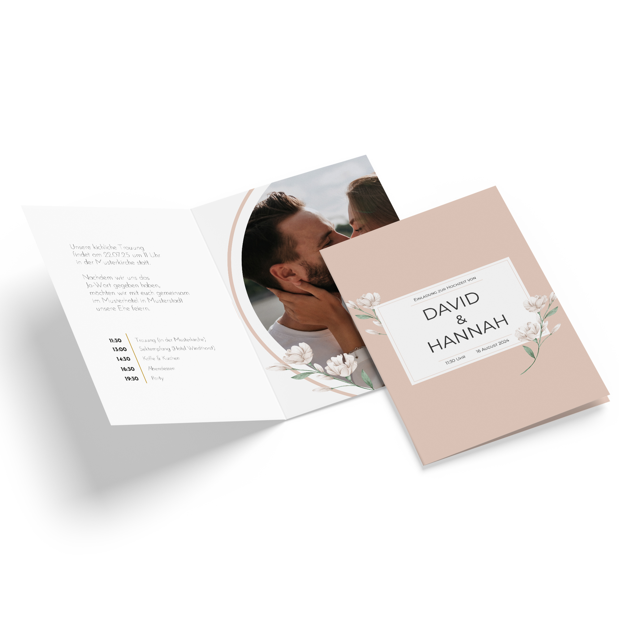 Klappkarte DIN A6 im Hochformat - Floral "Neutral Florals"