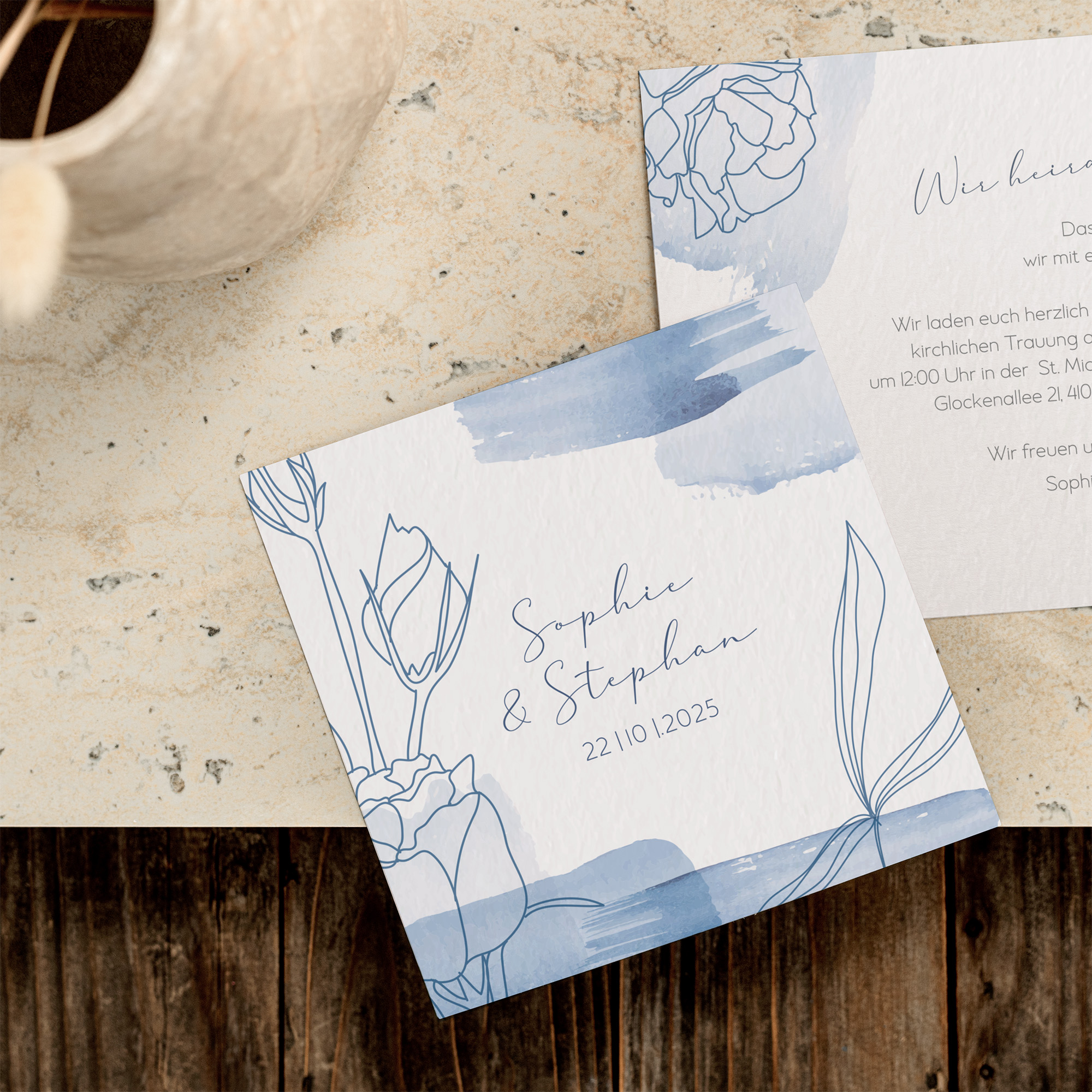 Postkarte Quadrat - Aquarell "midnight petals"