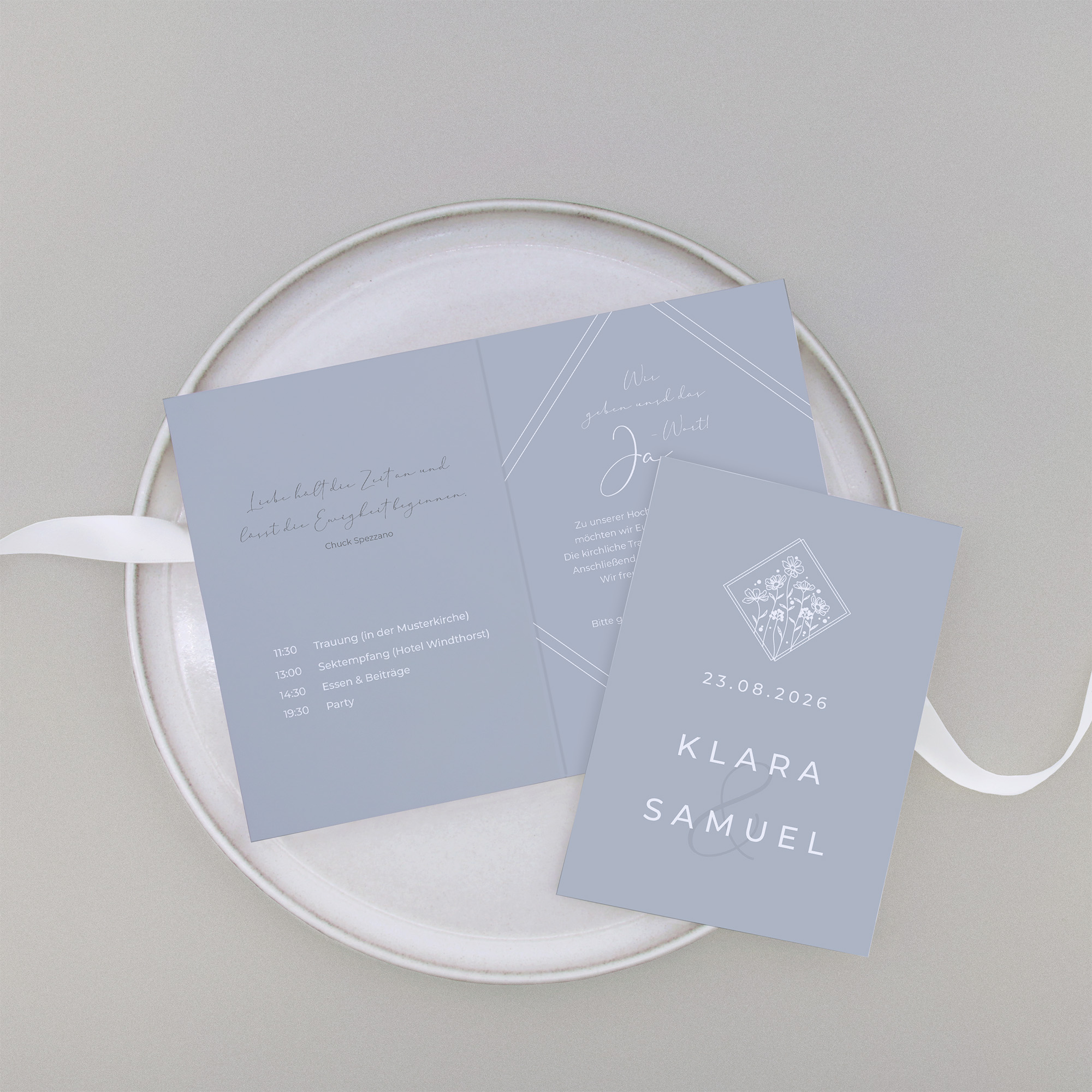 Klappkarte DIN A6 im Hochformat - Vintage - "La Fleur Bleue"