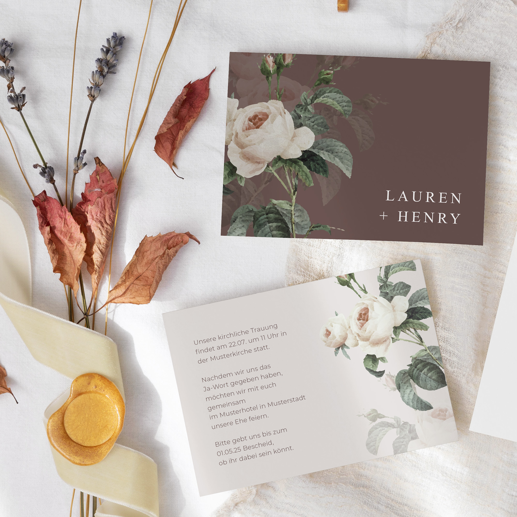 Postkarte DIN A6 im Querformat - Floral "Antique Rose"