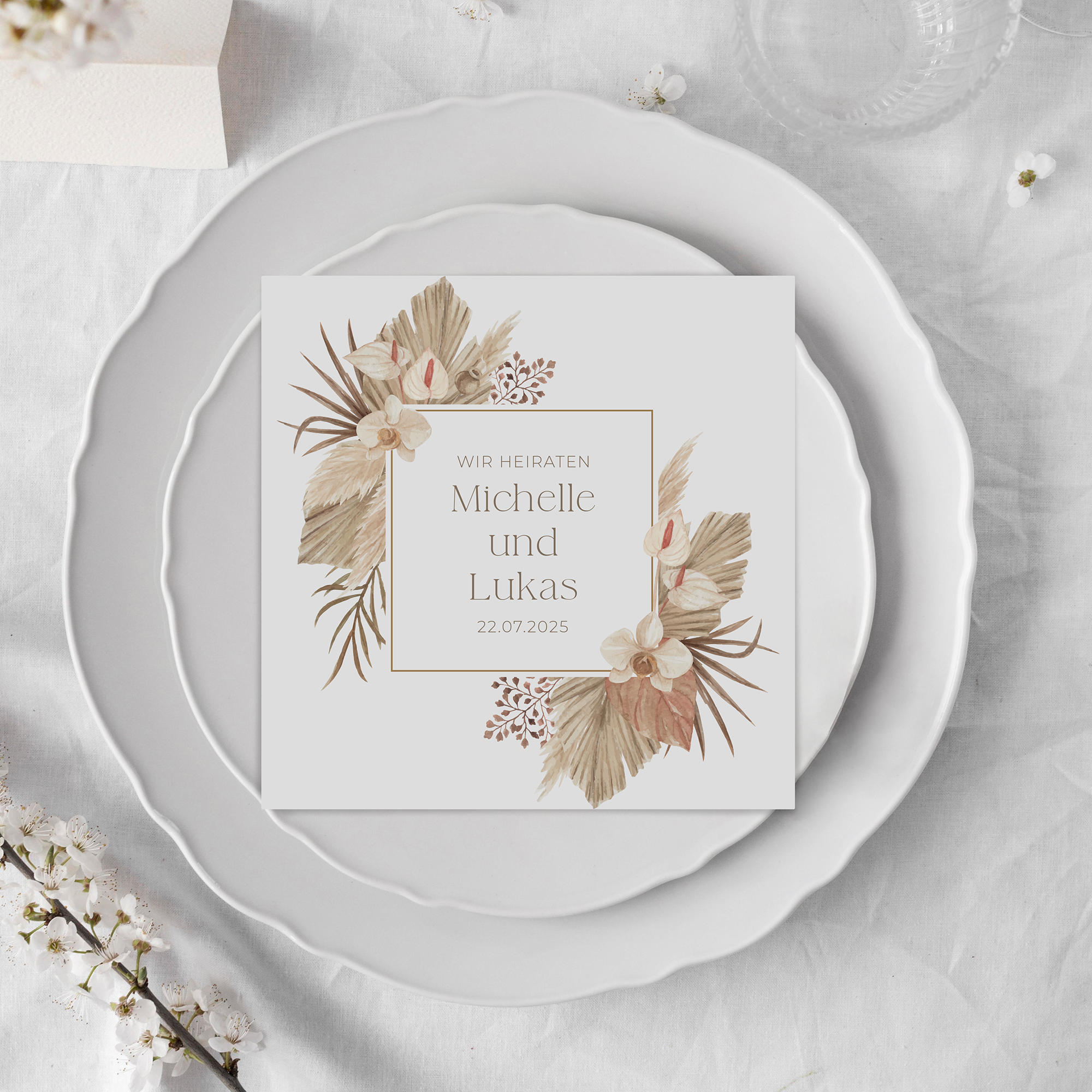 Postkarte Quadrat 148 x 148 mm - Boho "Golden Haze"