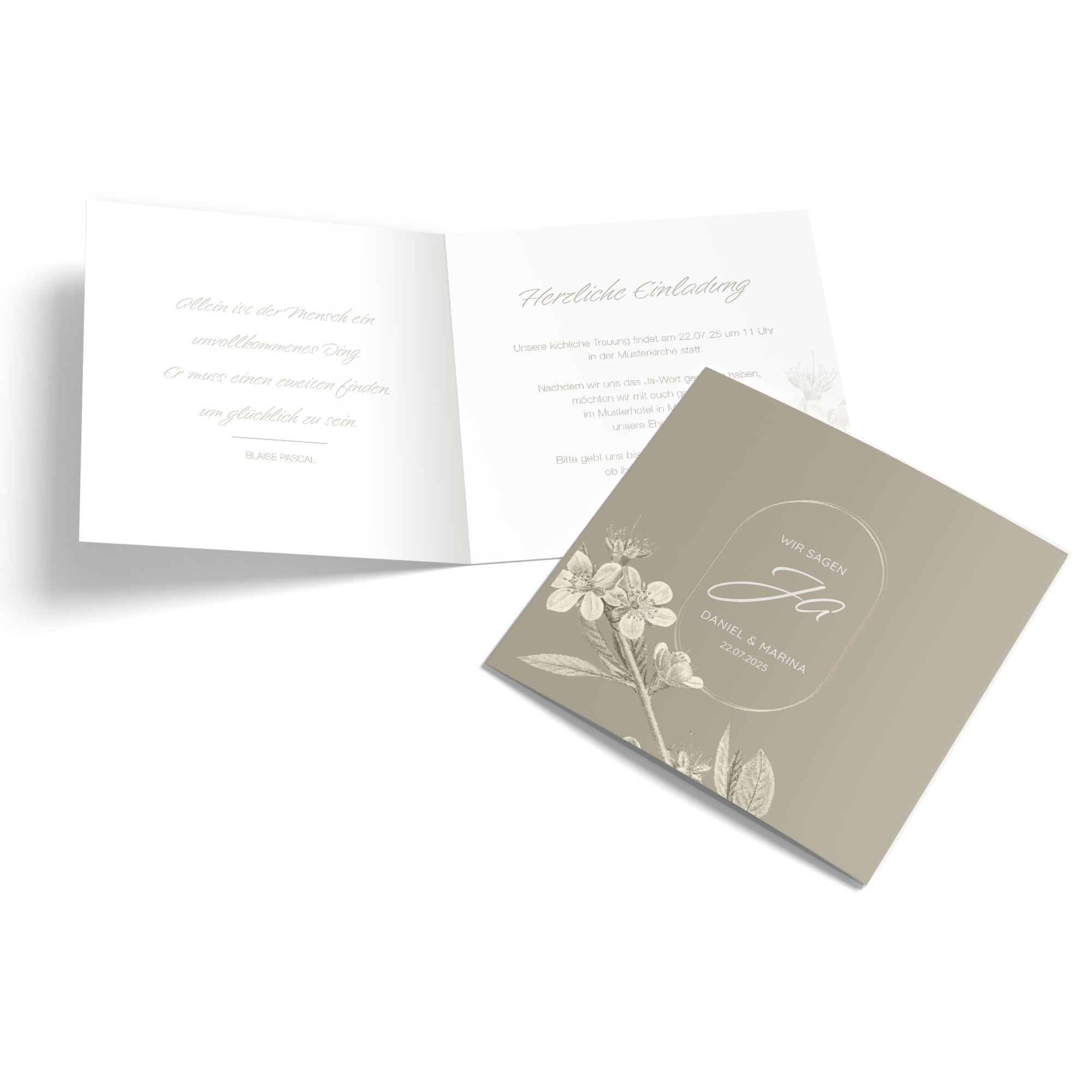 Klappkarte Quadratisch 148 x 148 mm - Floral - "Classic Flora"