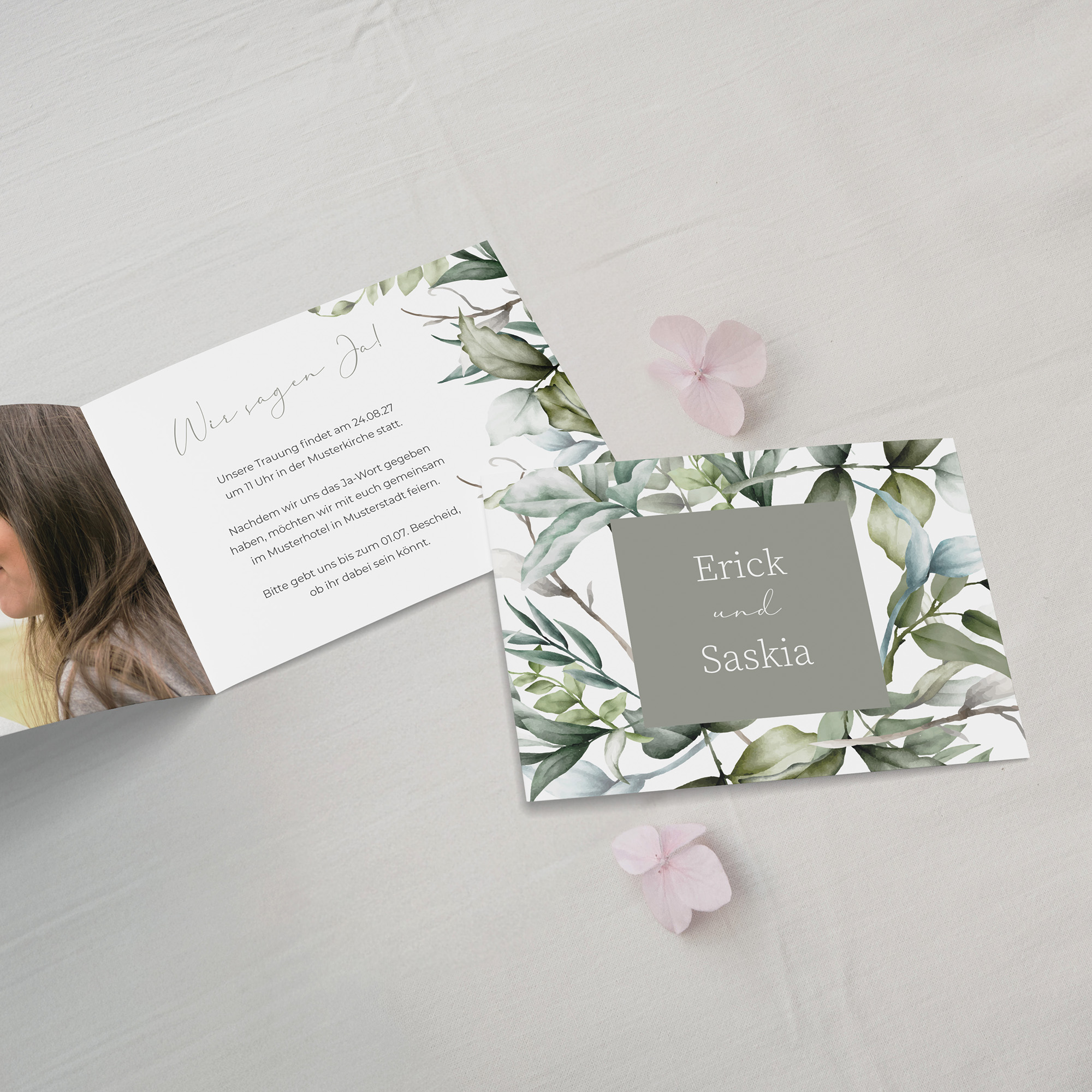 Klappkarte DIN A6 im Querformat - Greenery "Pure Greenery"