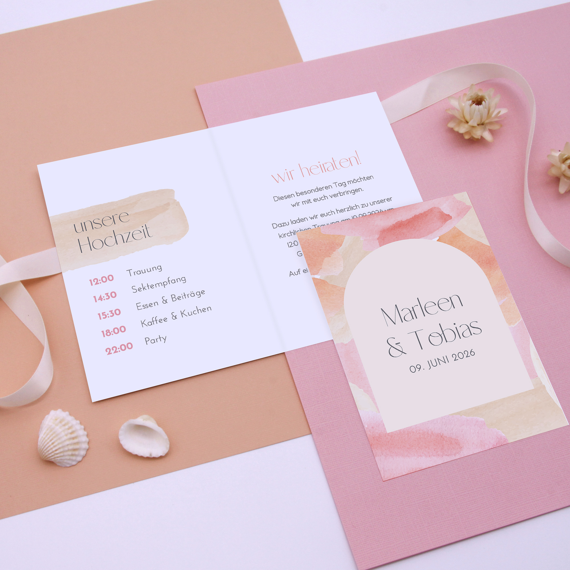 Klappkarte DIN A6 im Hochformat -Aquarell "sunset stroke"