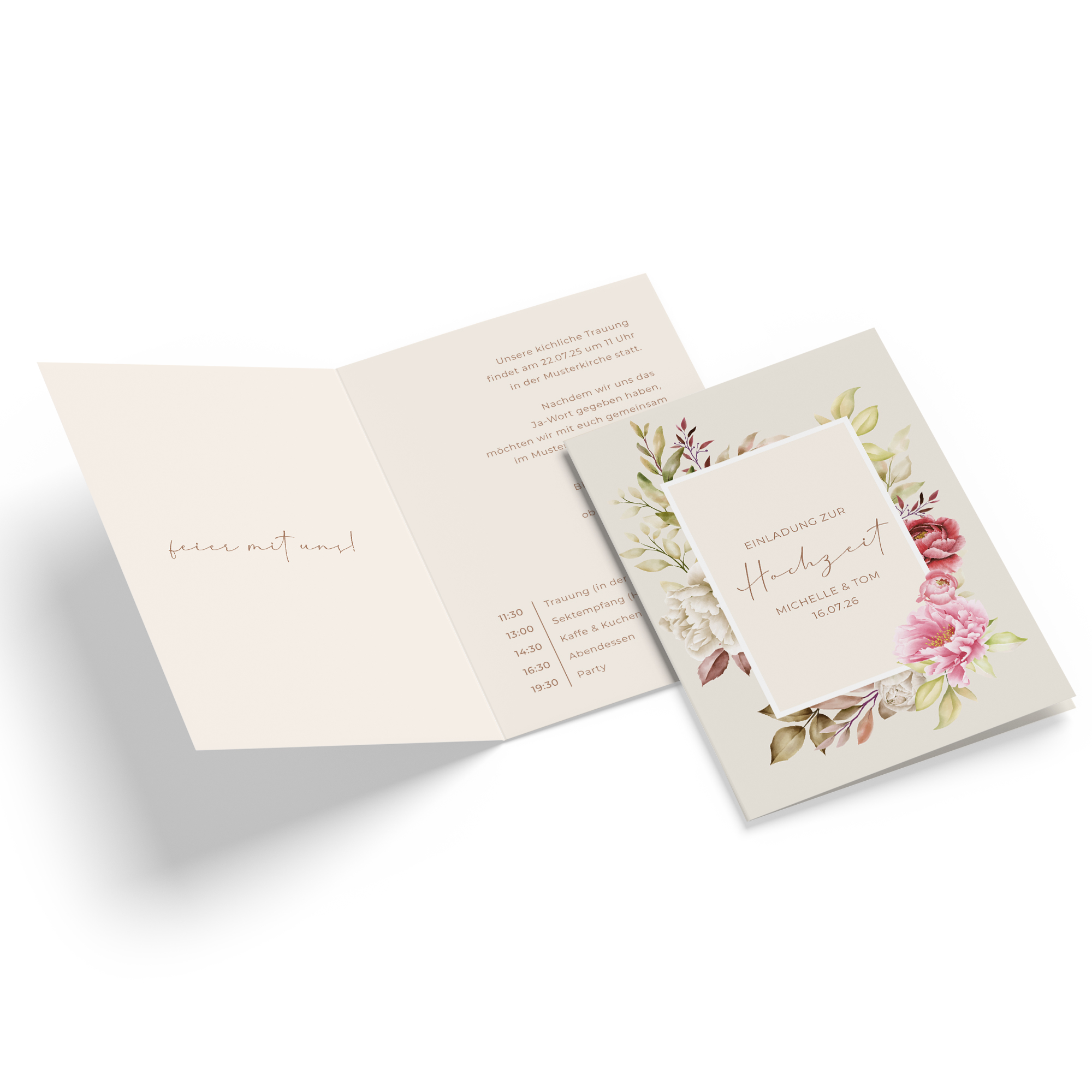 Klappkarte DIN A6 im Hochformat - Floral "Peony Bloom "