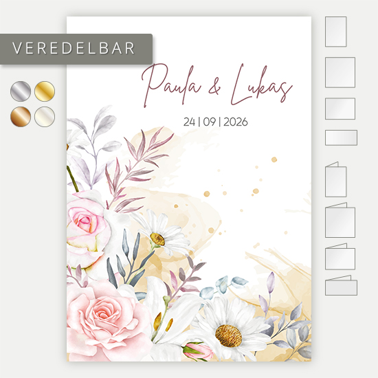 Postkarte DIN A6 im Hochformat - Aquarell "lily & rose"