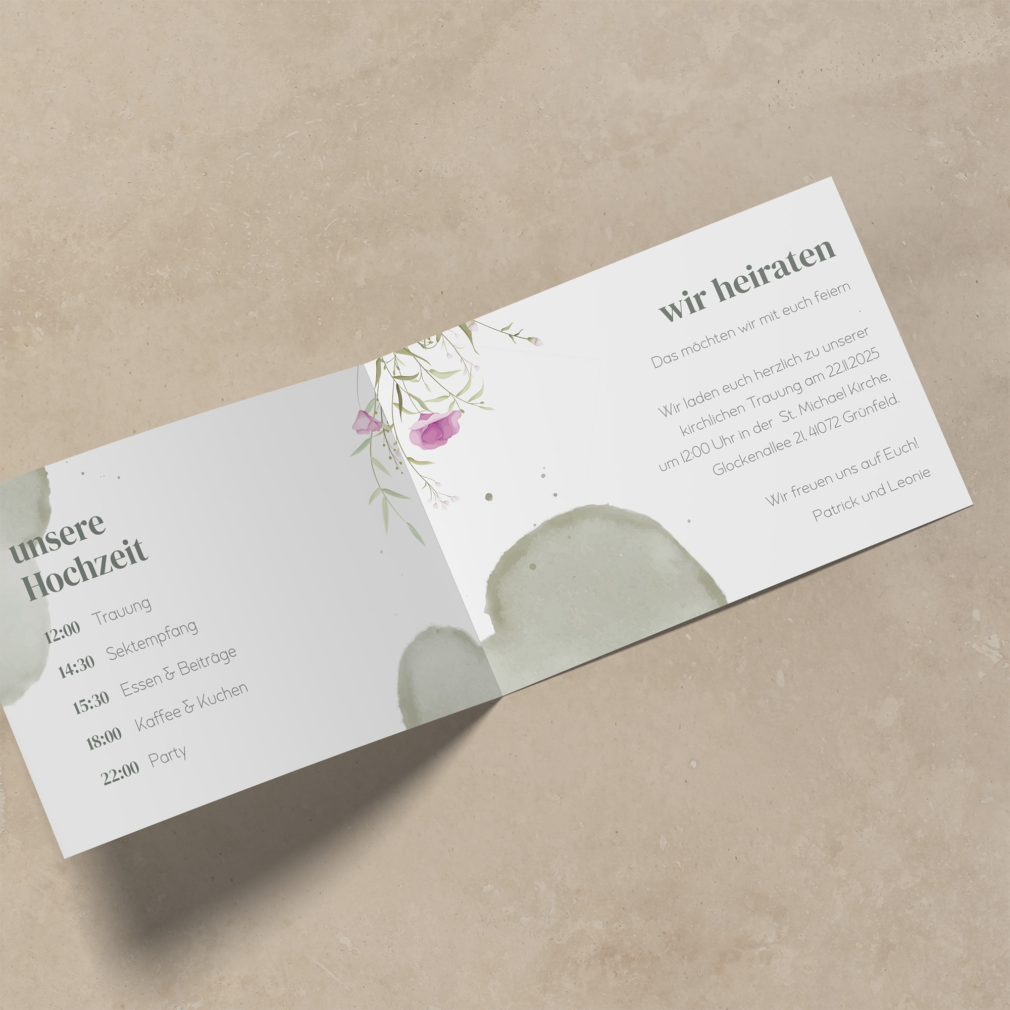 Klappkarte DIN A6 im Querformat - Aquarell "Wildflower Garden"