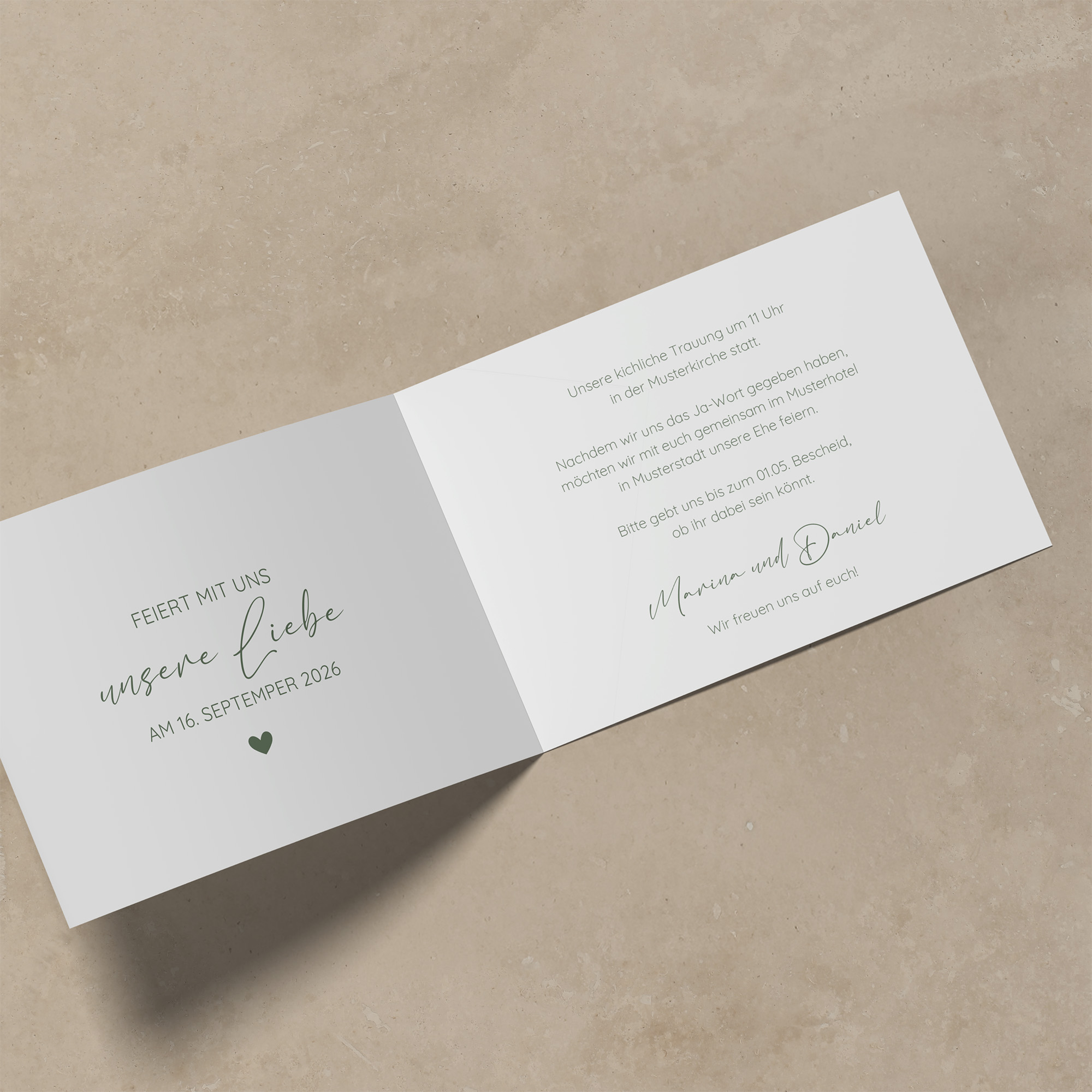 Klappkarte DIN A6 im Querformat - Minimalistisch "Simply Green"