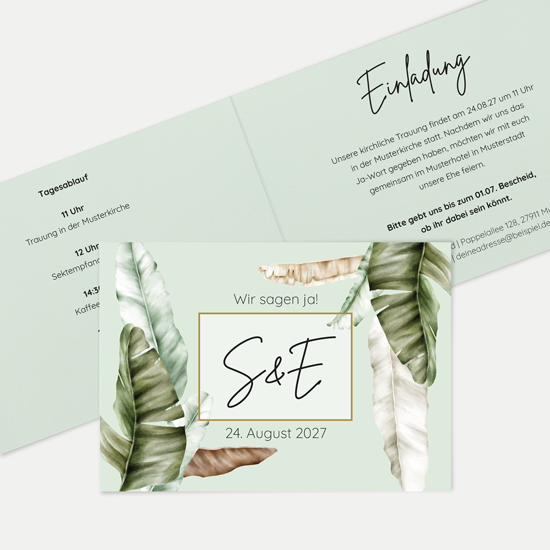 Klappkarte DIN A6 im Querformat - Greenery "Manila 01"