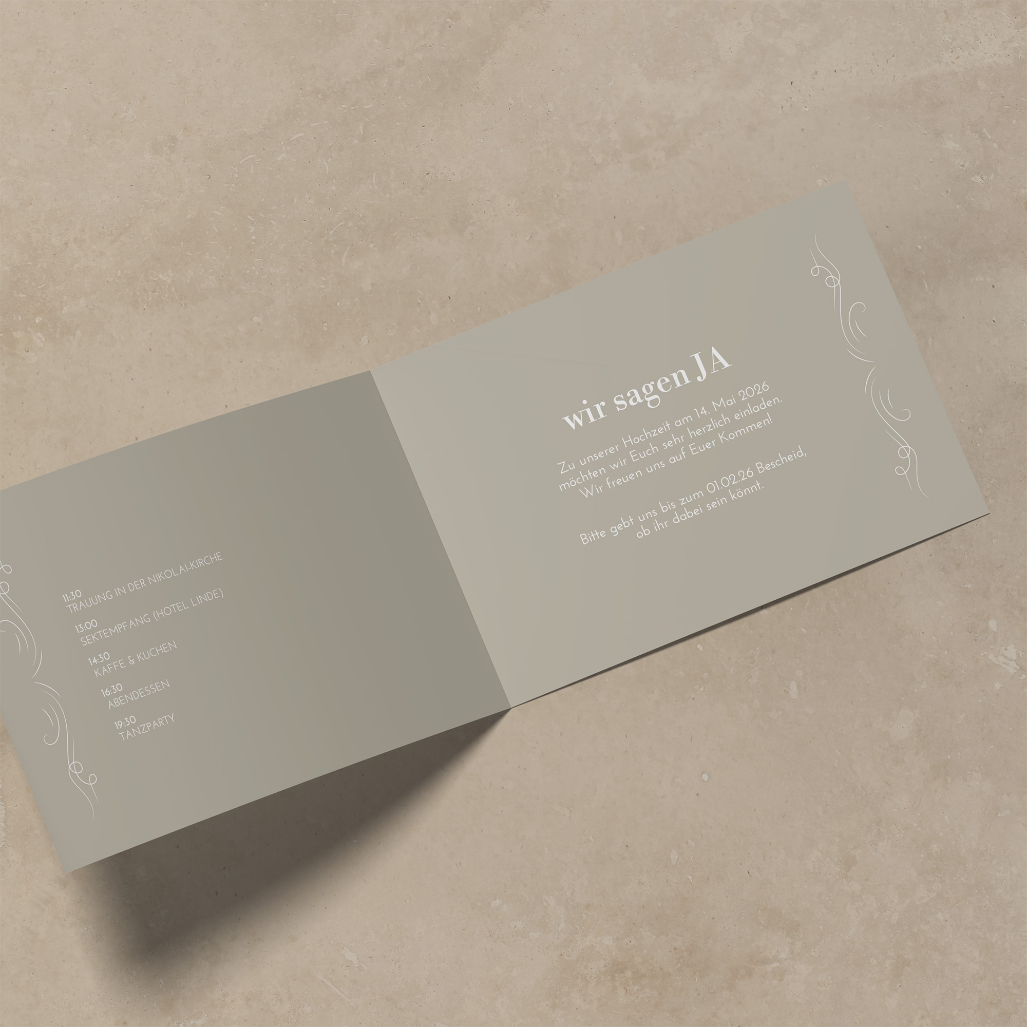 Klappkarte DIN A6 im Querformat - Vintage - "Antique Peony"