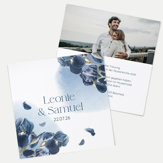 Postkarte Quadrat 148 x 148 mm - Floral "Blue Petal"