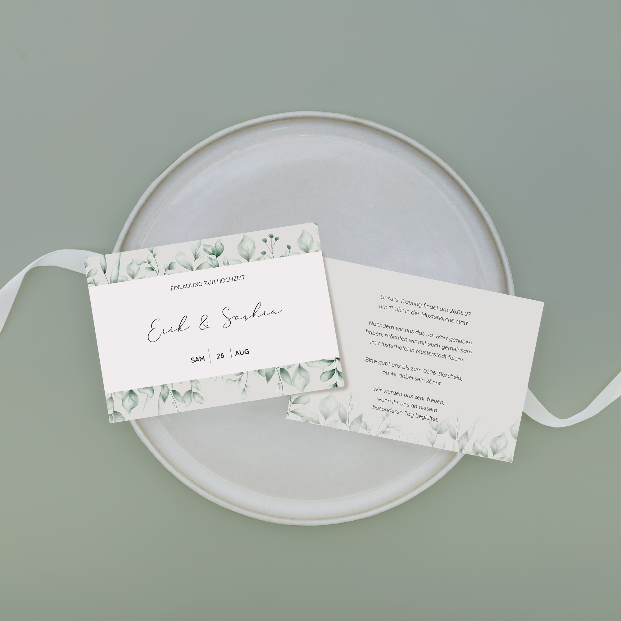 Postkarte DIN A6 im Querformat - Greenery - "Evergreen Mint"