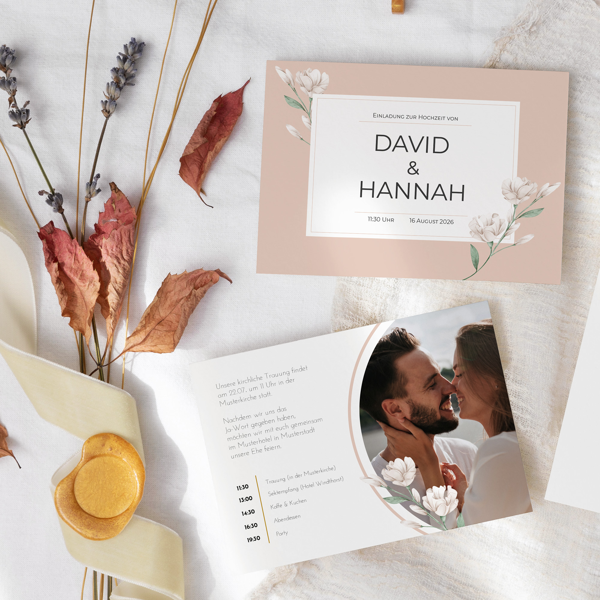 Postkarte DIN A6 im Querformat - Floral "Neutral Florals"