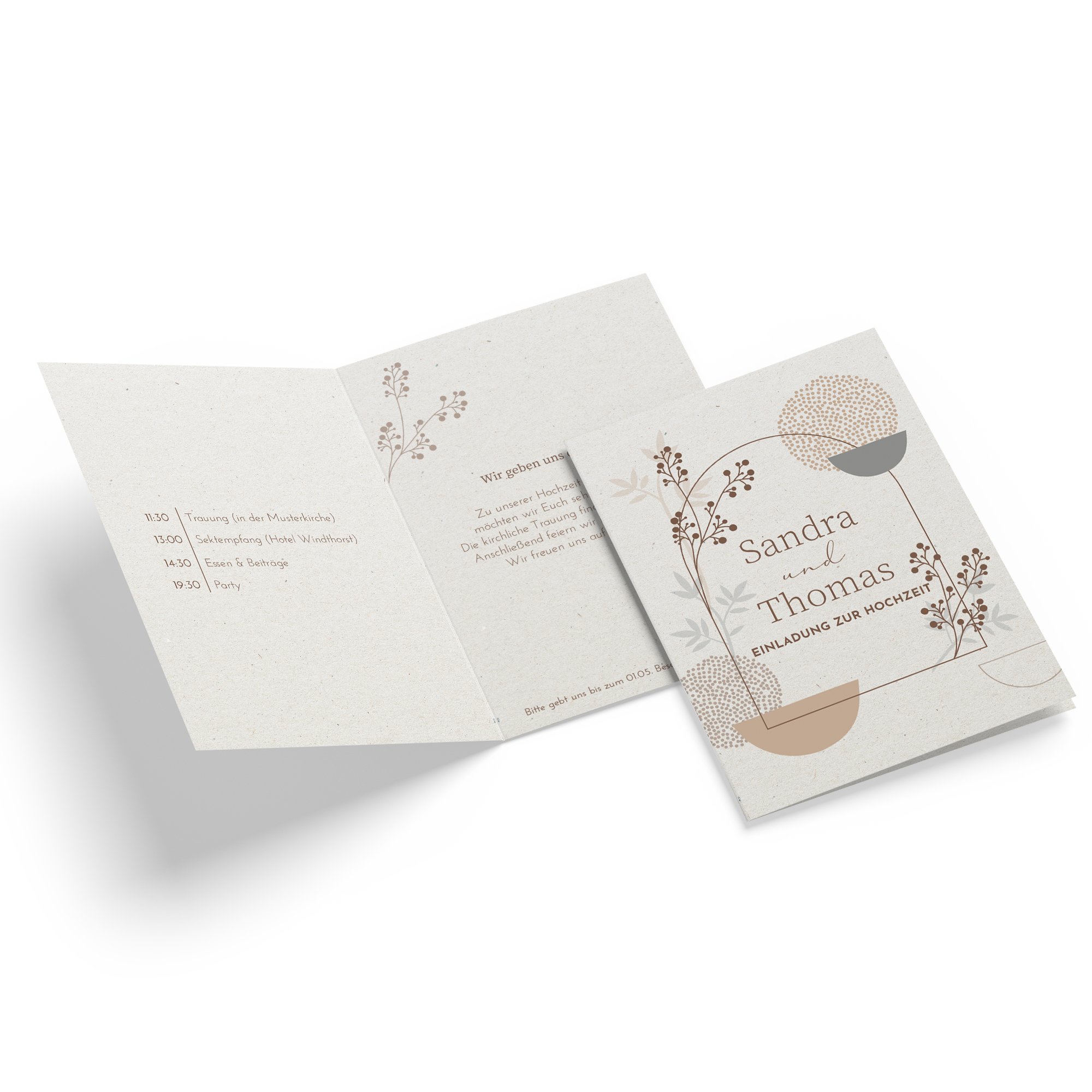 Klappkarte DIN A6 im Hochformat - Boho "Stone Bloom"