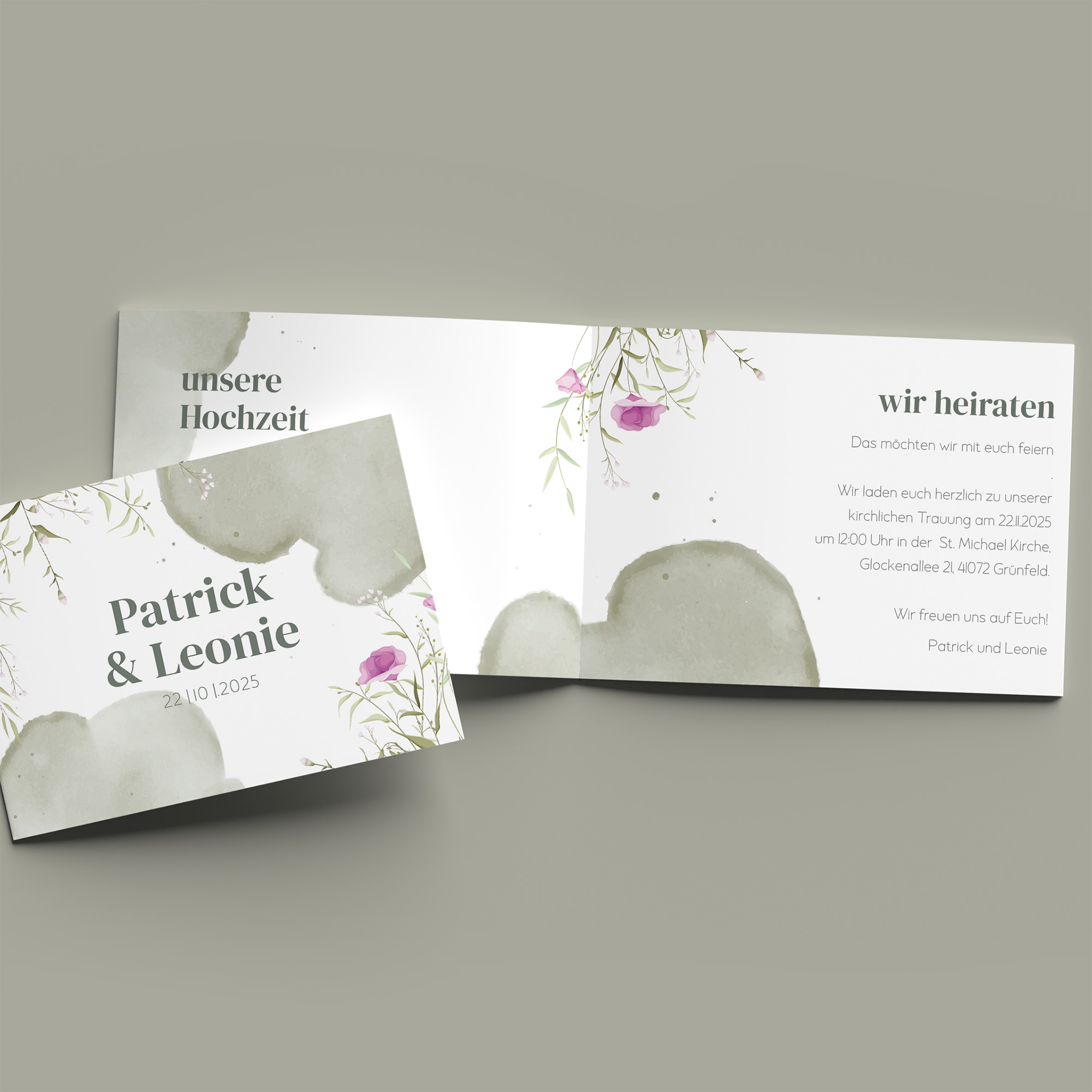 Klappkarte DIN A6 im Querformat - Aquarell "Wildflower Garden"