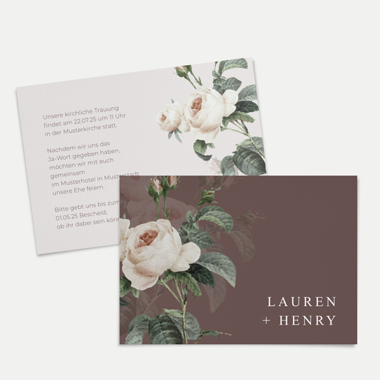 Postkarte DIN A6 im Querformat - Floral "Antique Rose"