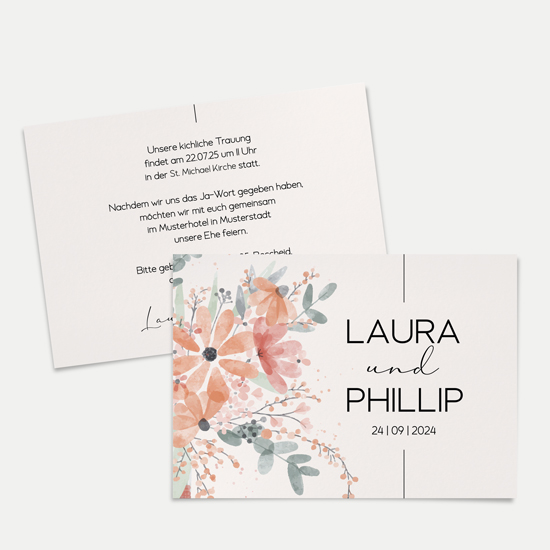 Postkarte DIN A6 im Querformat - Aquarell "terracotta Bloom"