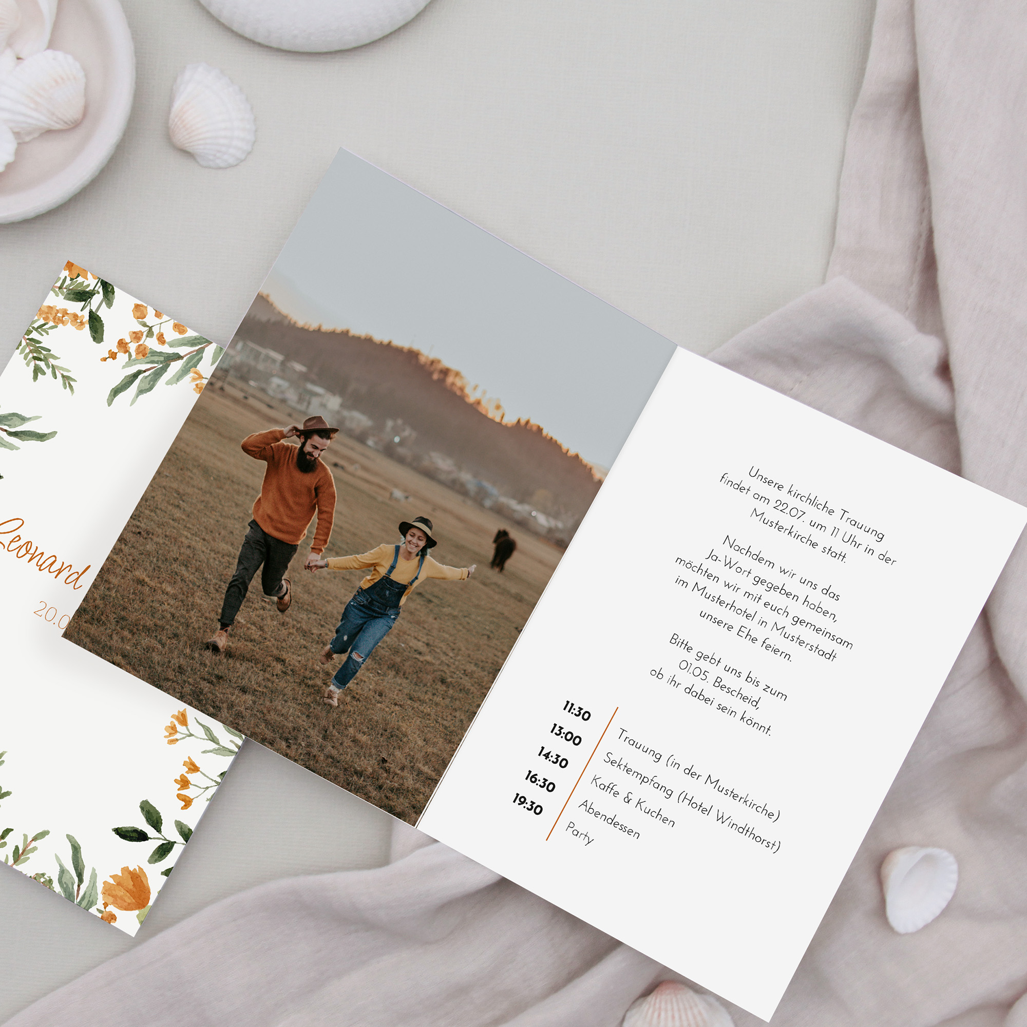 Klappkarte DIN A6 im Hochformat - Floral "Warm Botanicals"