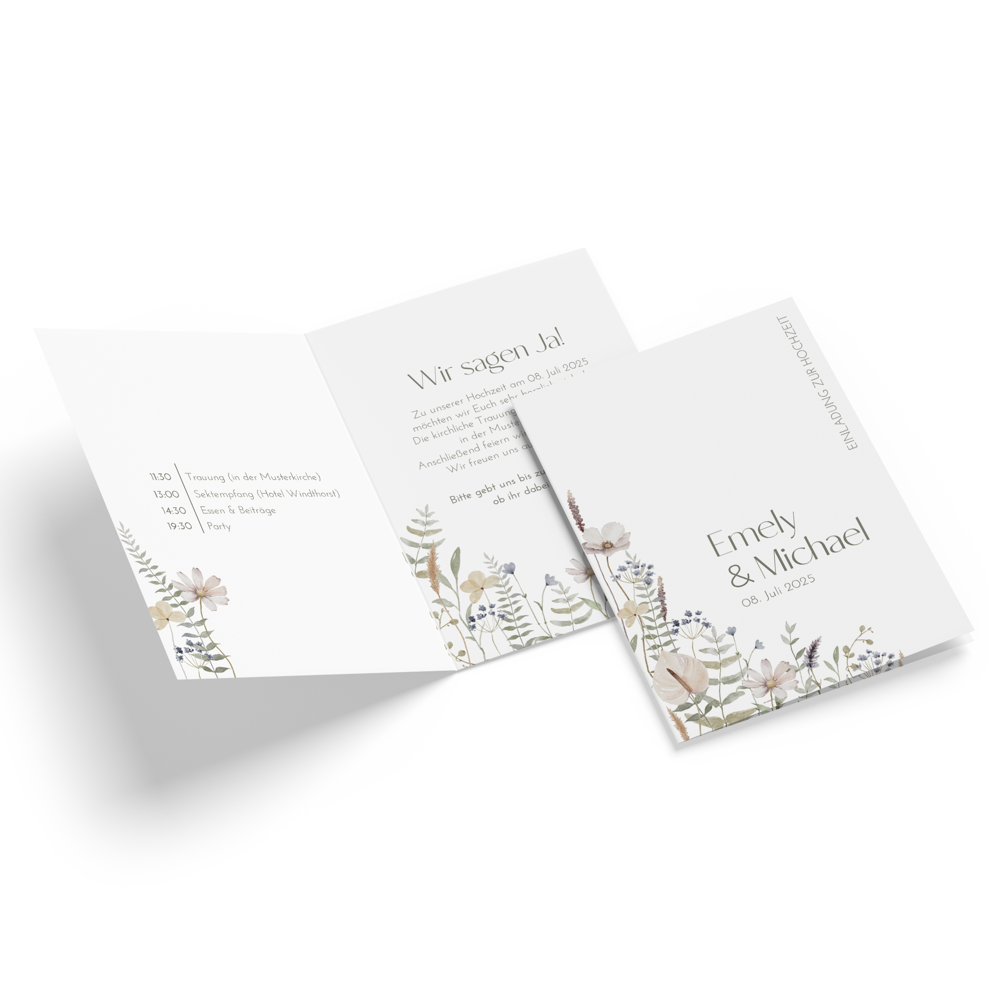 Klappkarte DIN A6 im Hochformat - Boho "Pastel Bloom"