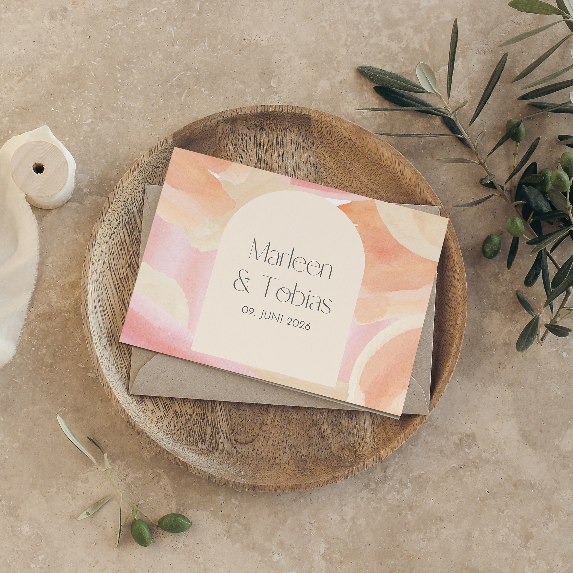 Klappkarte DIN A6 im Querformat - Aquarell "sunset stroke"