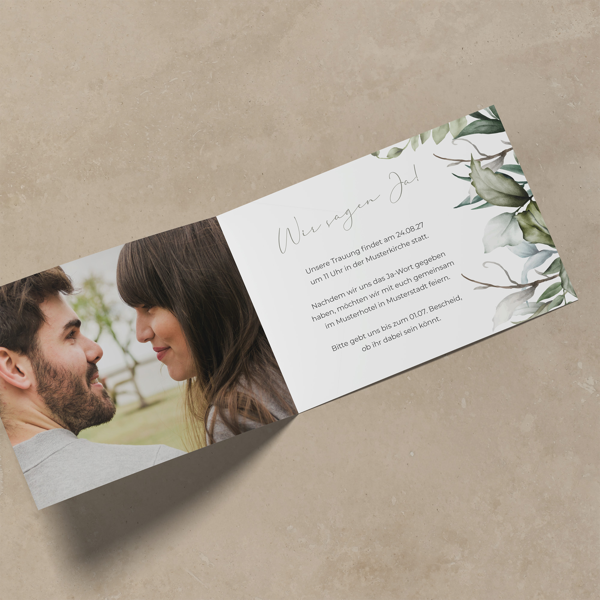 Klappkarte DIN A6 im Querformat - Greenery "Pure Greenery"