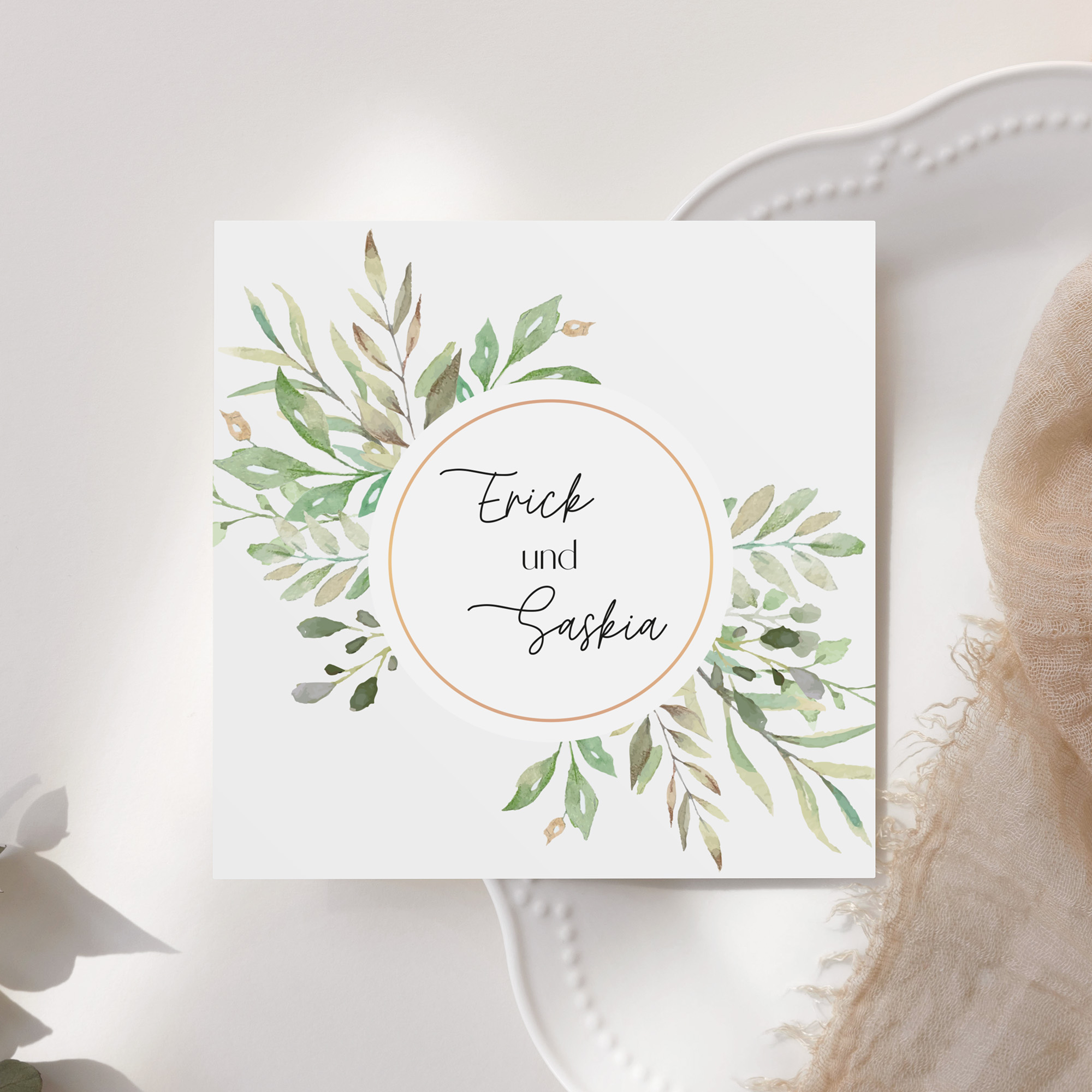 Postkarte Quadrat 148 x 148 mm - Greenery "Calm Grove"