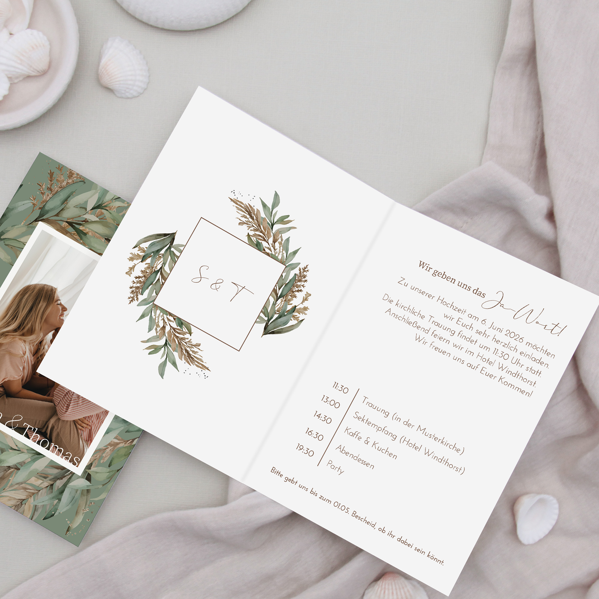 Klappkarte DIN A6 im Hochformat - Boho "Rooted Together"