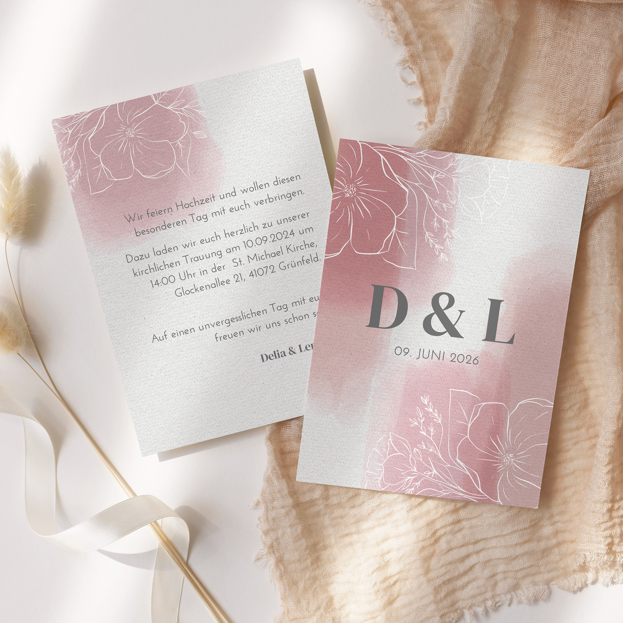 Postkarte DIN A6 im Hochformat - Aquarell "dusty Bloom"