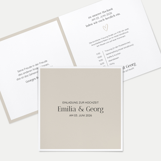 Klappkarte Quadratisch 148 x 148 mm - Minimalistisch "Latte Macchiato"