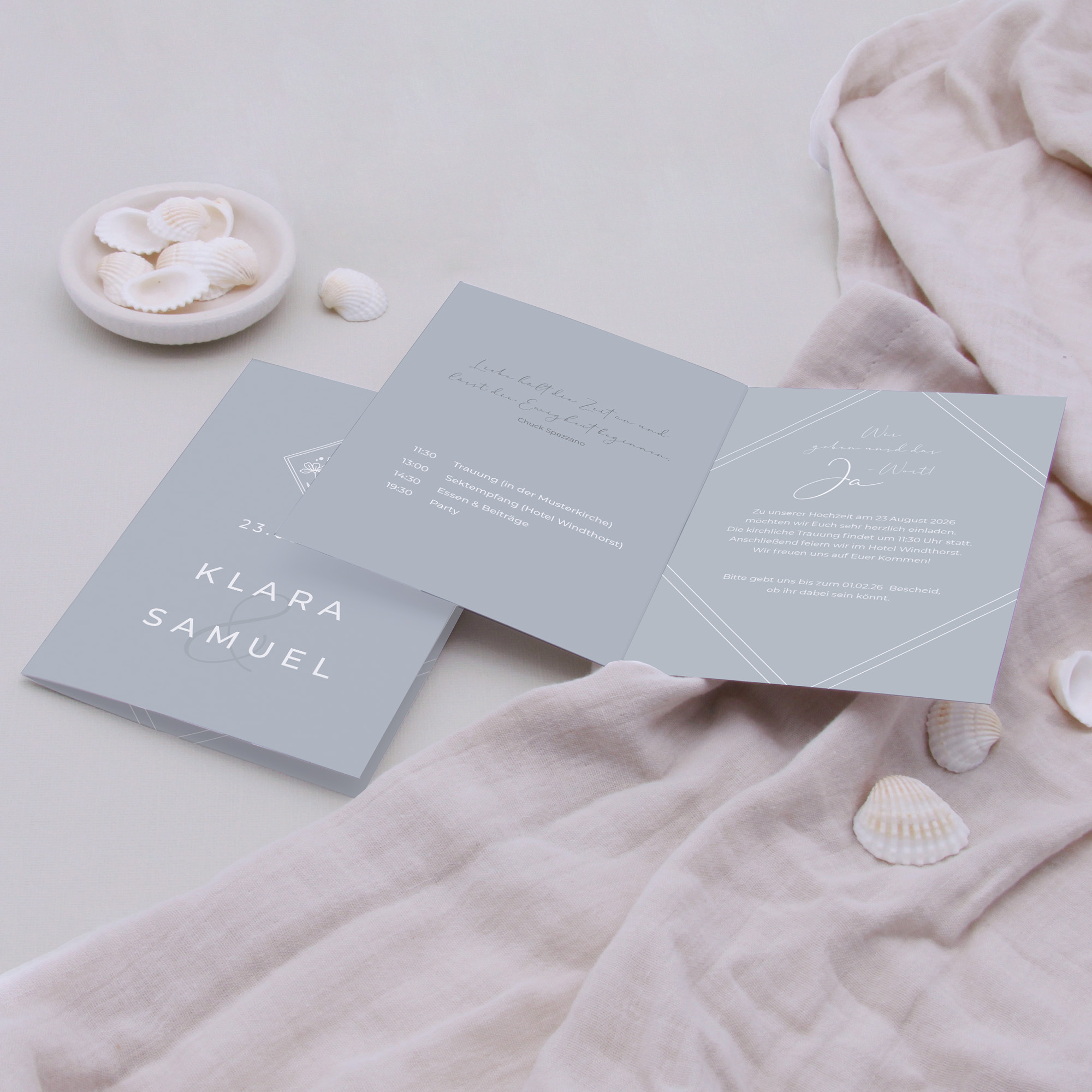 Klappkarte DIN A6 im Hochformat - Vintage - "La Fleur Bleue"