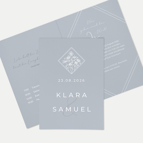 Klappkarte DIN A6 im Hochformat - Vintage - "La Fleur Bleue"