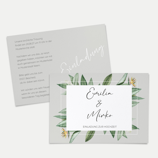 Postkarte DIN A6 im Querformat - Greenery - "Tropical Frame"